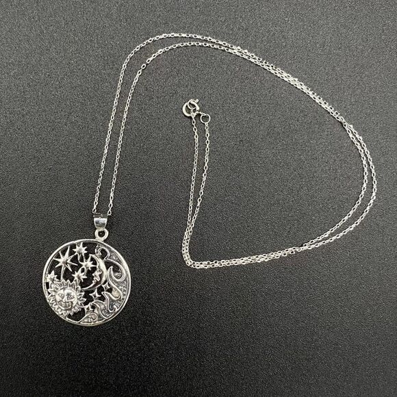 Elements Celestial Sterling Silver Pendant On Sterling Silver Cable Chain - Picture 1 of 5